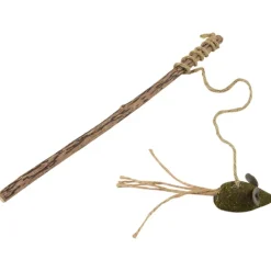 Canne à pêche souris pour chat avec herbe à chat
