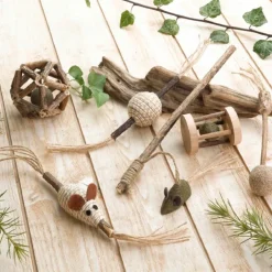 Canne à pêche souris pour chat avec herbe à chat