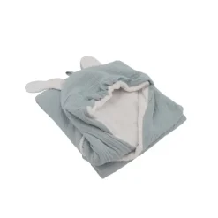 Cape de bain en gaze de coton avec oreilles de lapin