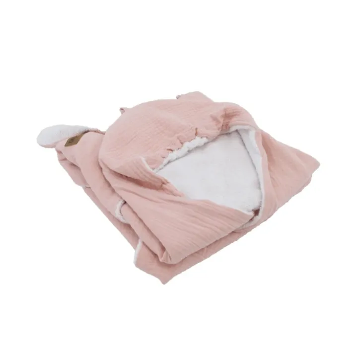 Cape de bain en gaze de coton avec oreilles de lapin