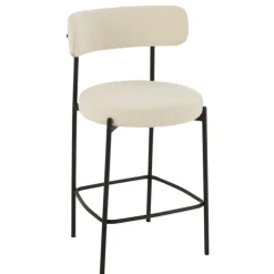 Chaise de bar en métal et tissu bouclette
