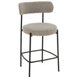 Chaise de bar en métal et tissu bouclette