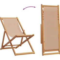 Chaise de plage pliante en bois avec dossier réglable