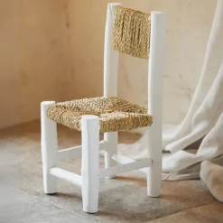 Chaise enfant bois blanc et doum