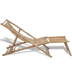 Chaise longue avec repose-pied en bambou