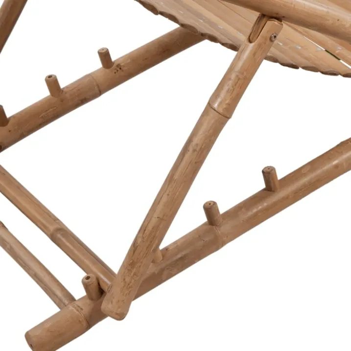 Chaise longue avec repose-pied en bambou