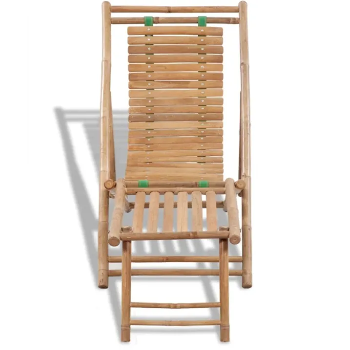 Chaise longue avec repose-pied en bambou