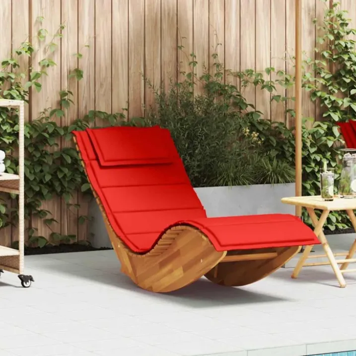 Chaise longue à bascule ergonomique avec coussin et appuie-tête