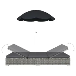 Chaise longue de jardin avec parasol