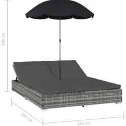 Chaise longue de jardin avec parasol