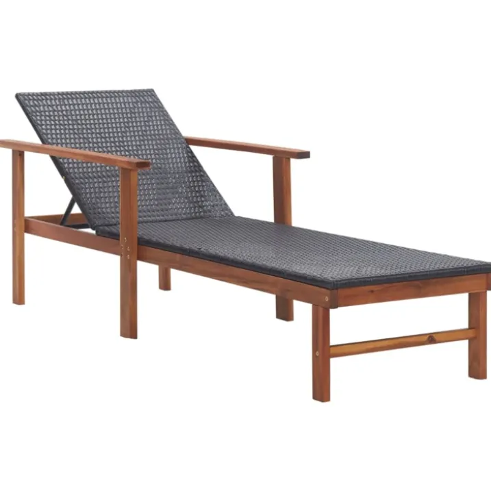 Chaise longue de jardin en bois résine tressée