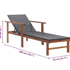 Chaise longue de jardin en bois résine tressée