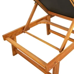 Chaise longue en acacia et textilène