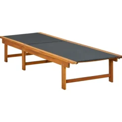 Chaise longue en acacia et textilène