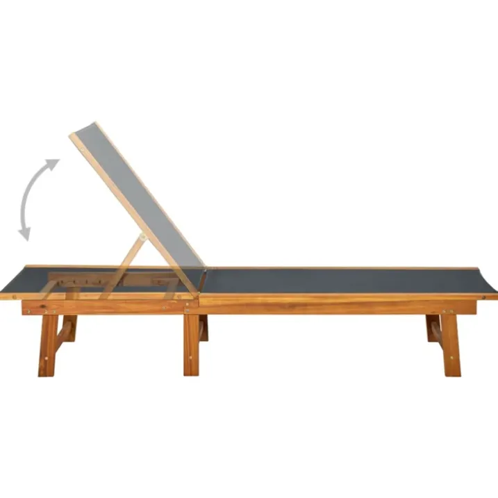 Chaise longue en acacia et textilène