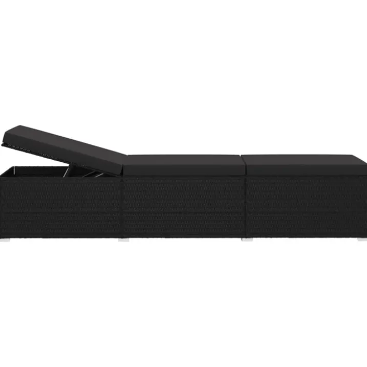 Chaise longue en résine tressée et coussin