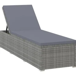 Chaise longue en résine tressée et coussin