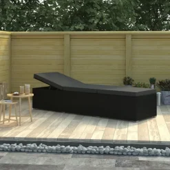 Chaise longue en résine tressée et coussin
