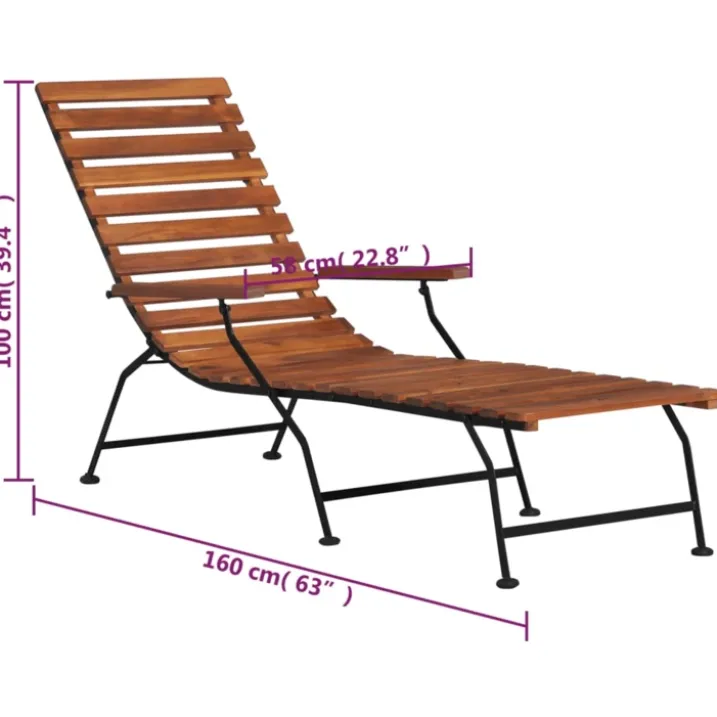 Chaise longue extérieure en acacia