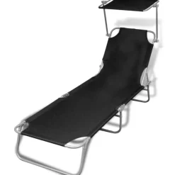 Chaise longue pliable avec auvent