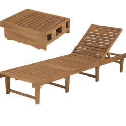 Chaise longue pliable en acacia