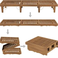 Chaise longue pliable en acacia
