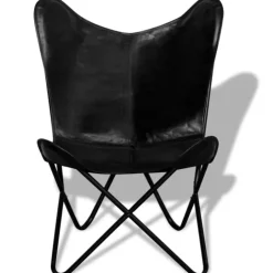 Chaise papillon en cuir