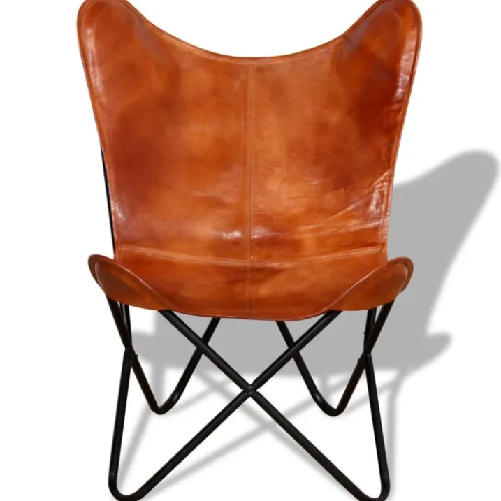 Chaise papillon en cuir