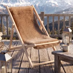 Chilienne pliante en bois à assise texturée