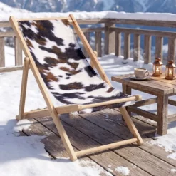 Chilienne pliante en bois à motif vache