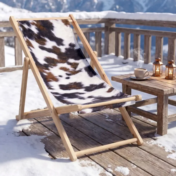 Chilienne pliante en bois à motif vache