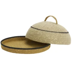 Cloche alimentaire en jonc de mer avec plateau
