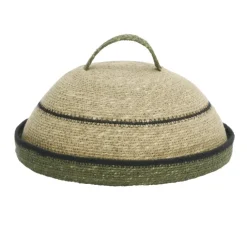 Cloche alimentaire en jonc de mer avec plateau