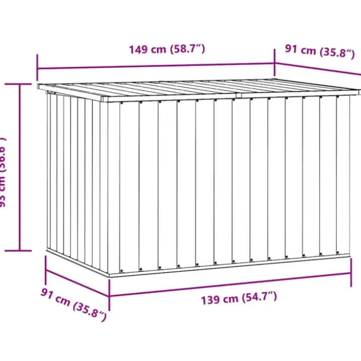 Coffre de rangement de jardin en acier galvanisé
