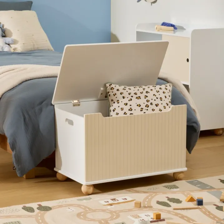 Coffre à jouets enfant avec roulettes et couvercle