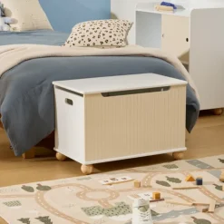 Coffre à jouets enfant avec roulettes et couvercle