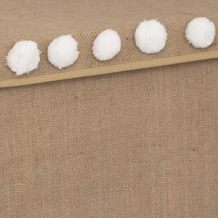 Coffre à jouets en intissé et pompons