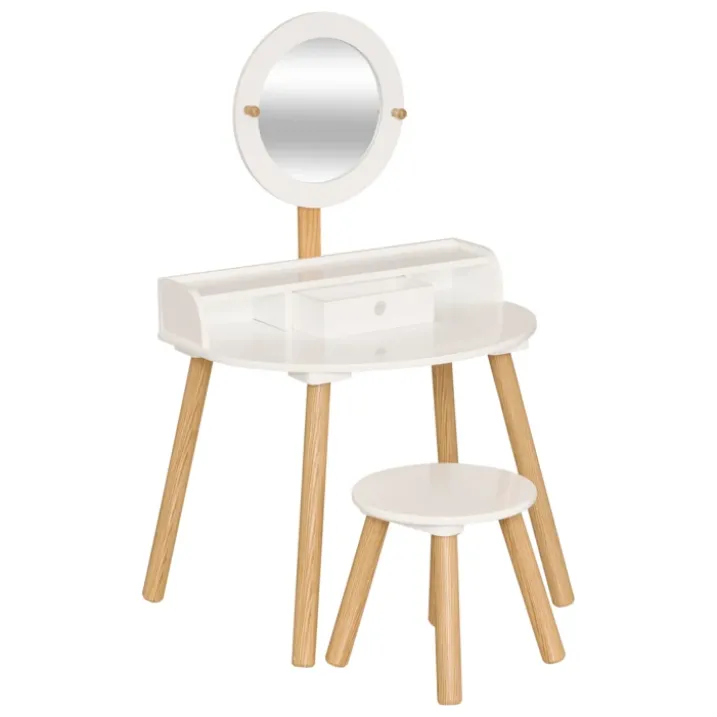 Coiffeuse enfant avec miroir et tabouret assorti