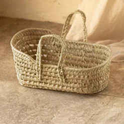 Couffin osier vintage pour poupée