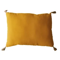 Coussin avec pompons en jute