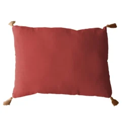 Coussin avec pompons en jute
