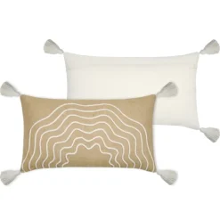 Coussin beigerectangulaire avec relief
