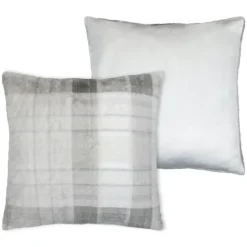 Coussin à carreaux écossais en imitation fourrure