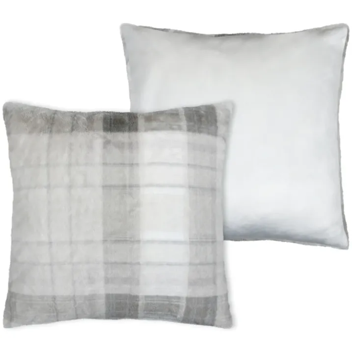 Coussin à carreaux écossais en imitation fourrure