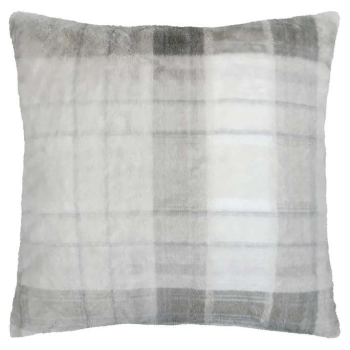 Coussin à carreaux écossais en imitation fourrure