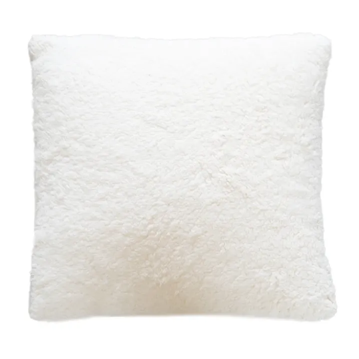 Coussin à carreaux effet mohair avec dos sherpa
