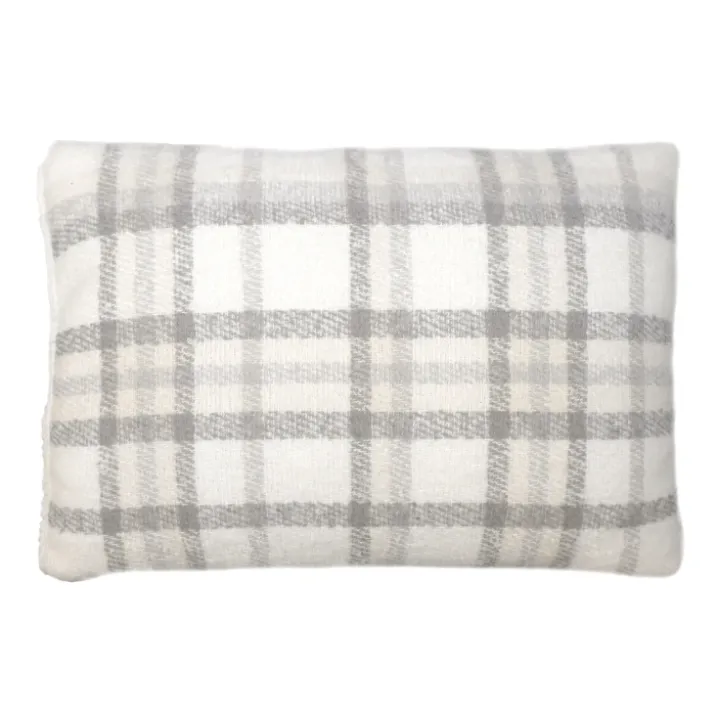 Coussin à carreaux effet mohair avec dos sherpa
