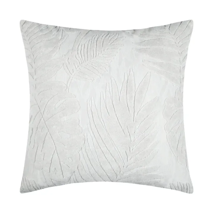 Coussin carré effet velours avec motif en relief tropical