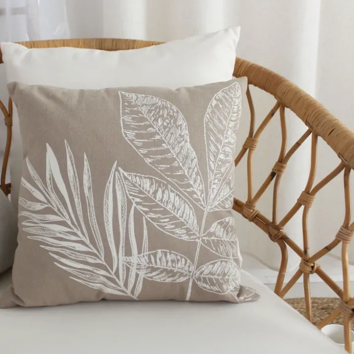 Coussin carré motif nature épuré