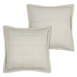 Coussin carré uni en gaze de coton surpiquée